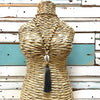 Cowrie Tassel Necklace ~ Charcoal