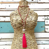 Cowrie Tassel Necklace ~ Hot Pink