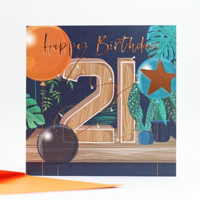 Happy Birthday 21 - Blue Card