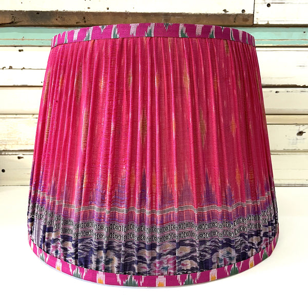 Vintage Sari Pleated Lamp Shade - Magenta