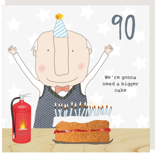 90th Bigger Cake Card