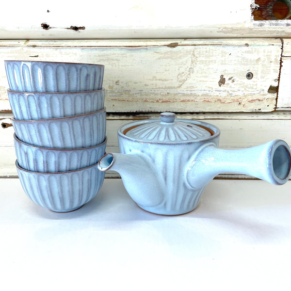 Sogime Blue Tea Pot & 5 Cup Set