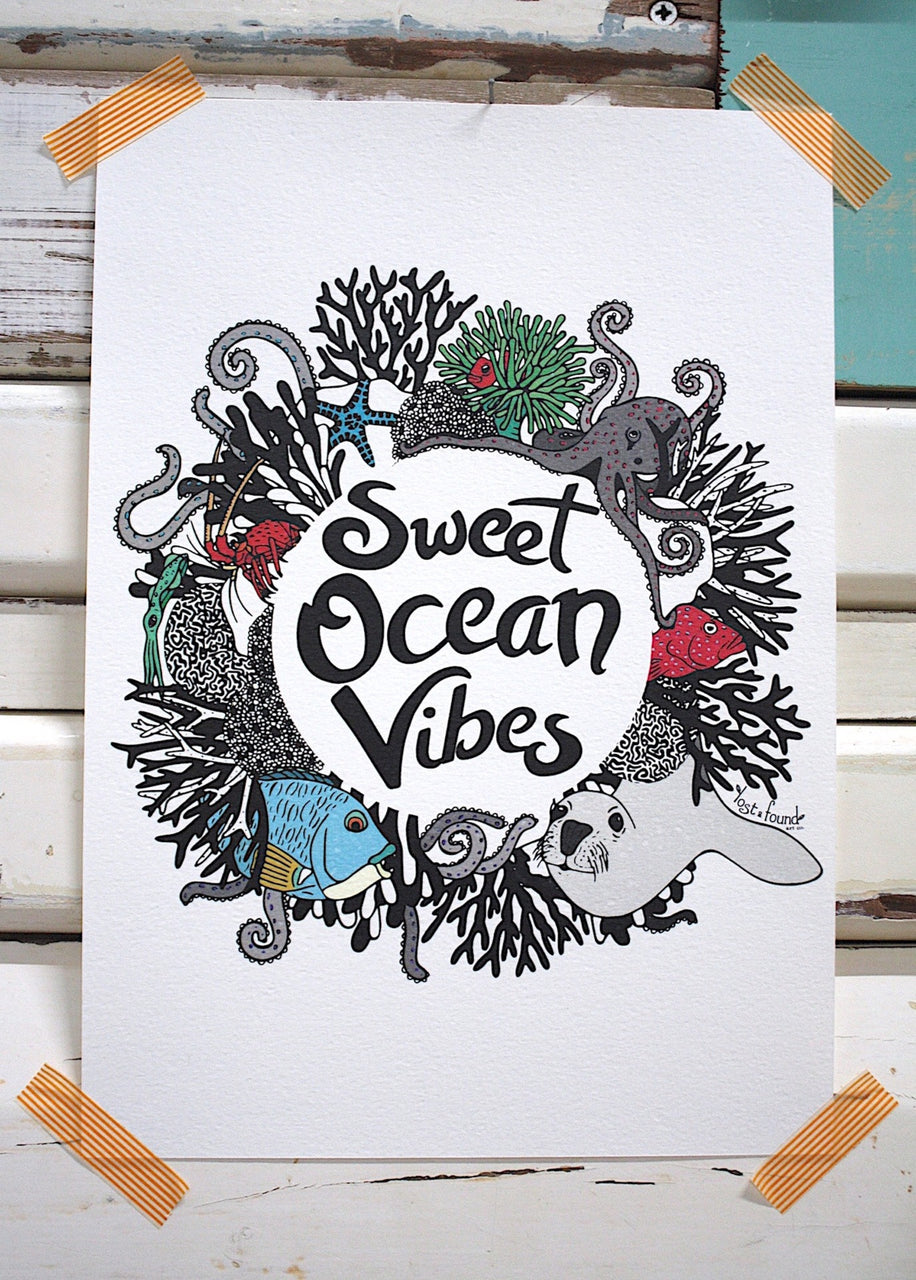 Sweet Ocean Mandala A4 Print