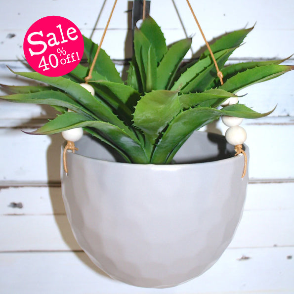 Beaded Hanging Planter - Grey ~ SAVE 40% - WAS $119.95 - NOW $71.95