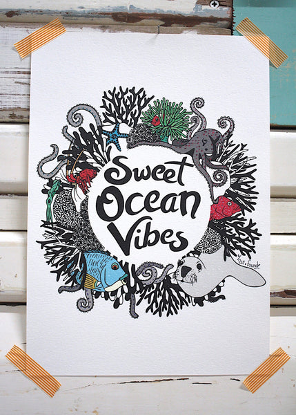 Sweet Ocean Mandala A3 Print