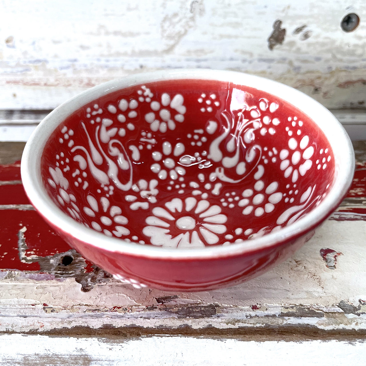 Turkish Dipping Bowl - Red & White
