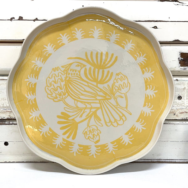 Del Sol Bird Platter Mustard