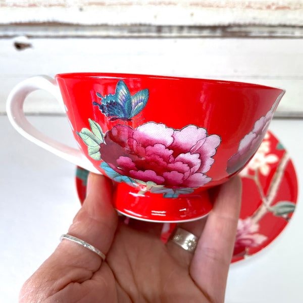 Tea Cup & Saucer - Watermelon Red