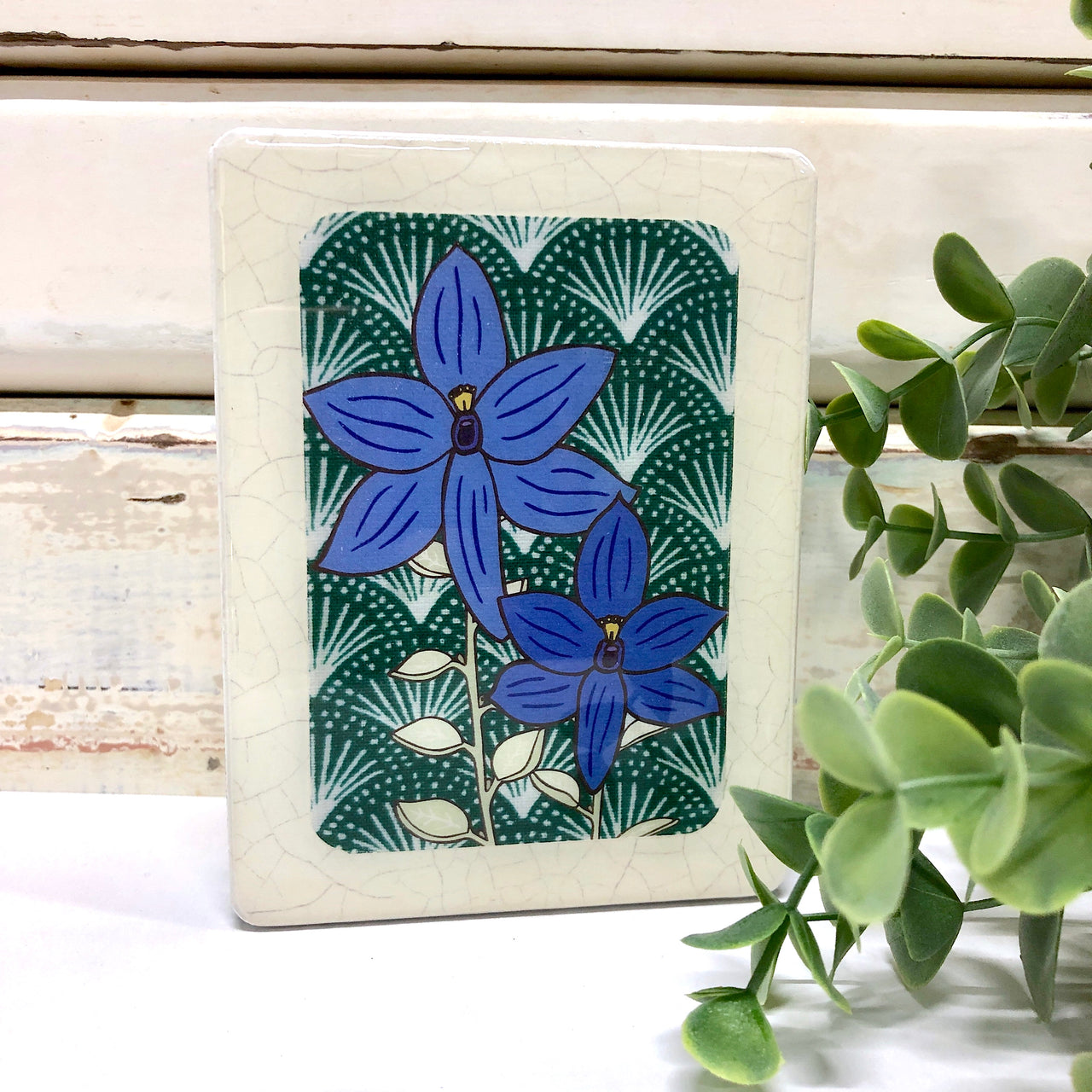 Mini Woodblock - Blue Orchid