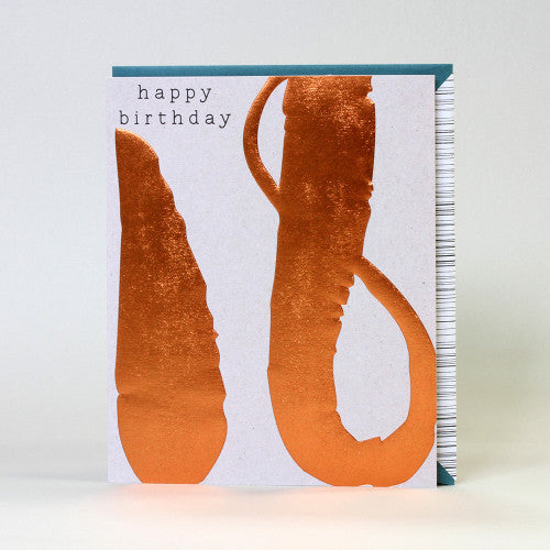 Copper Happy 18th Birthday Card